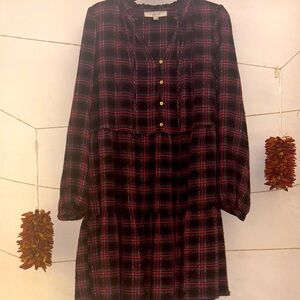 LOFT Multicolor Plaid Holiday Dress